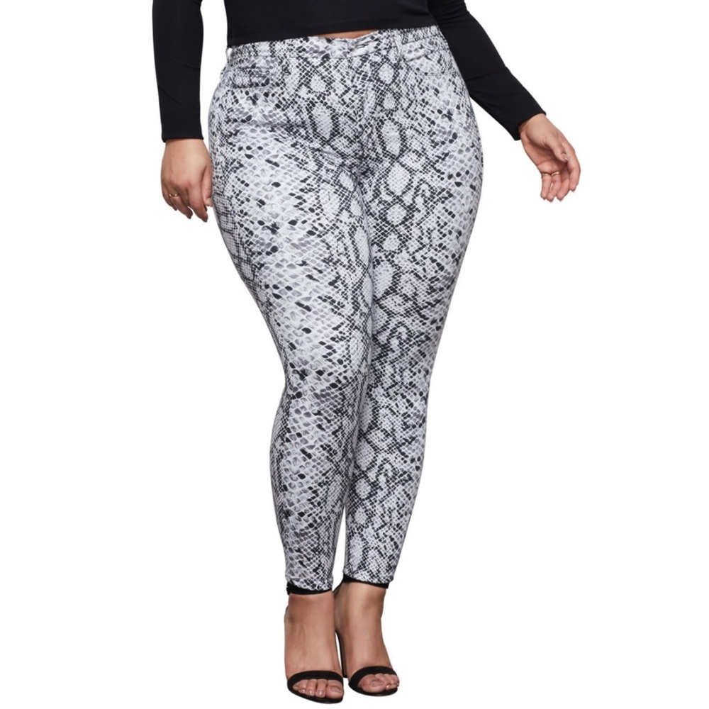 Good American Snake Print Good Waist Skinny Jeans
